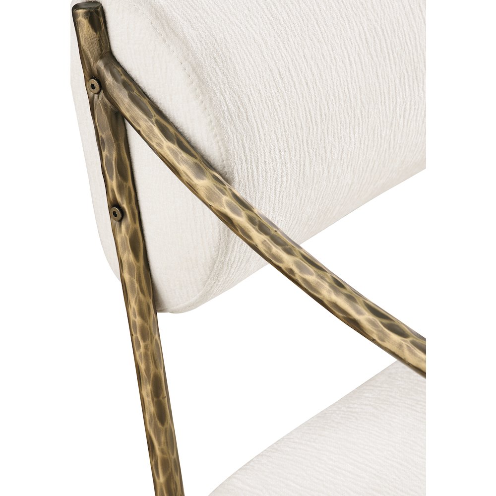 Bastille Cream Chenille Fabric Upholstered Dining Arm Chair, Set of 2