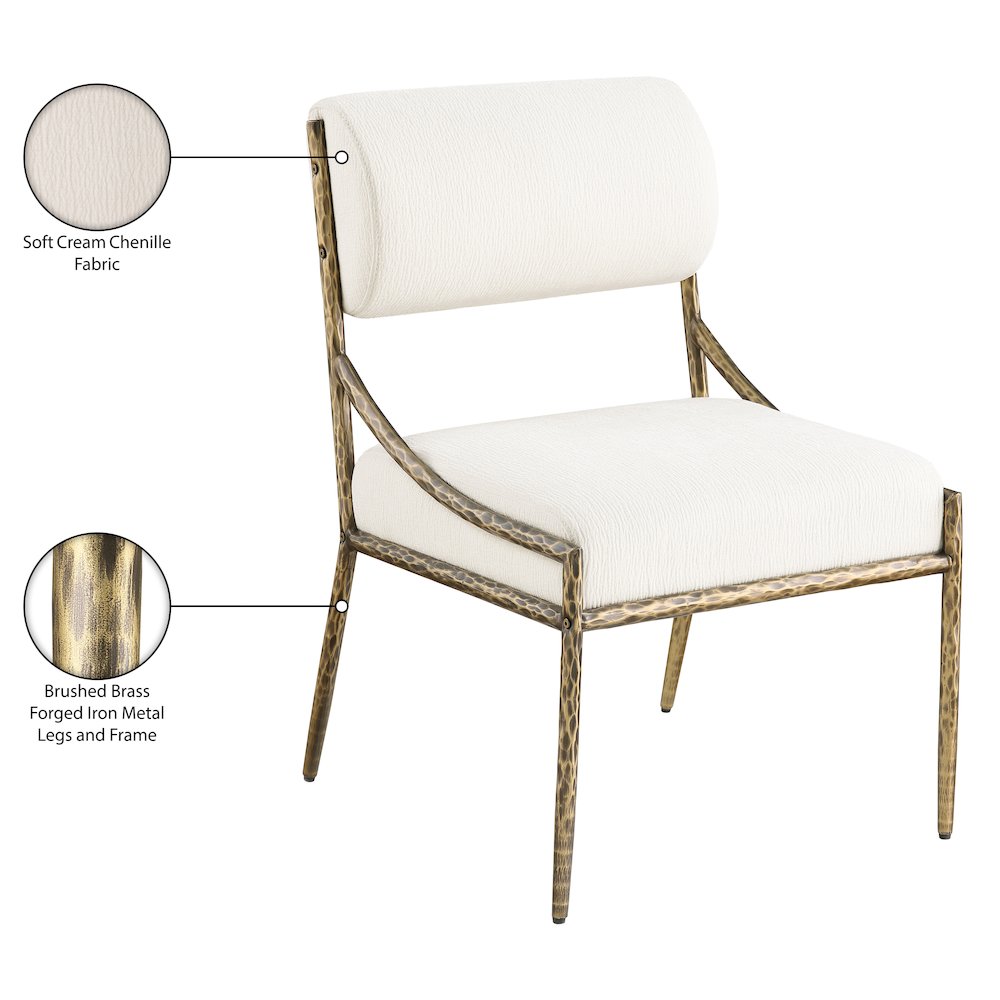 Bastille Cream Chenille Fabric Upholstered Dining Side Chair, Set of 2