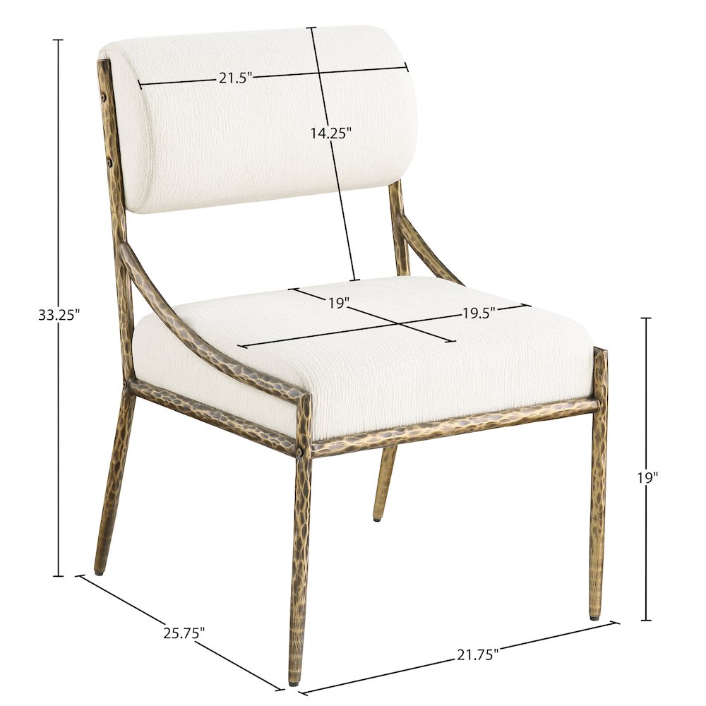 Bastille Cream Chenille Fabric Upholstered Dining Side Chair, Set of 2