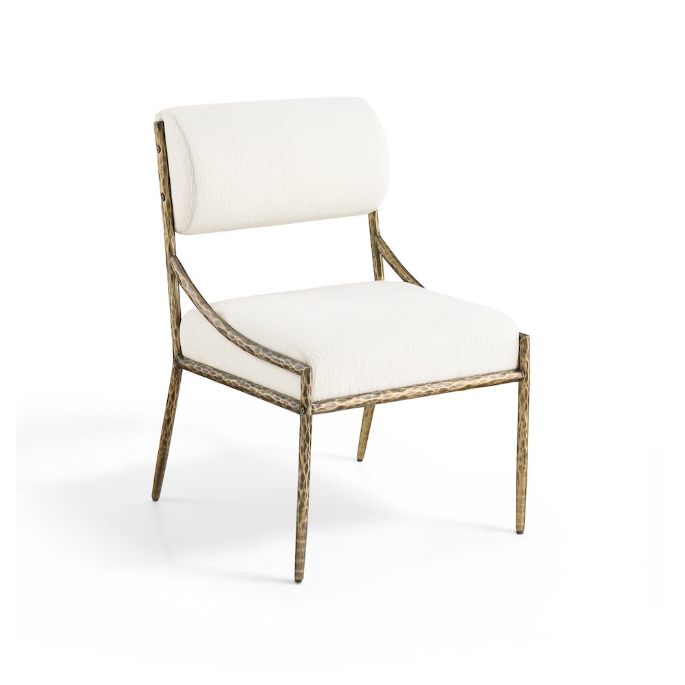 Bastille Cream Chenille Fabric Upholstered Dining Side Chair, Set of 2
