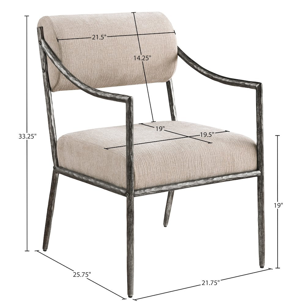 Bastille Beige Chenille Fabric Upholstered Dining Arm Chair, Set of 2