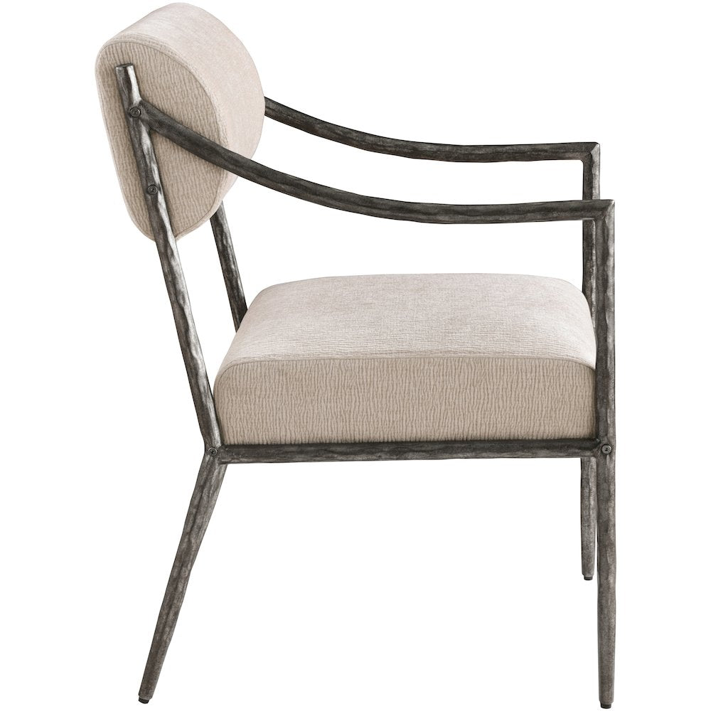 Bastille Beige Chenille Fabric Upholstered Dining Arm Chair, Set of 2