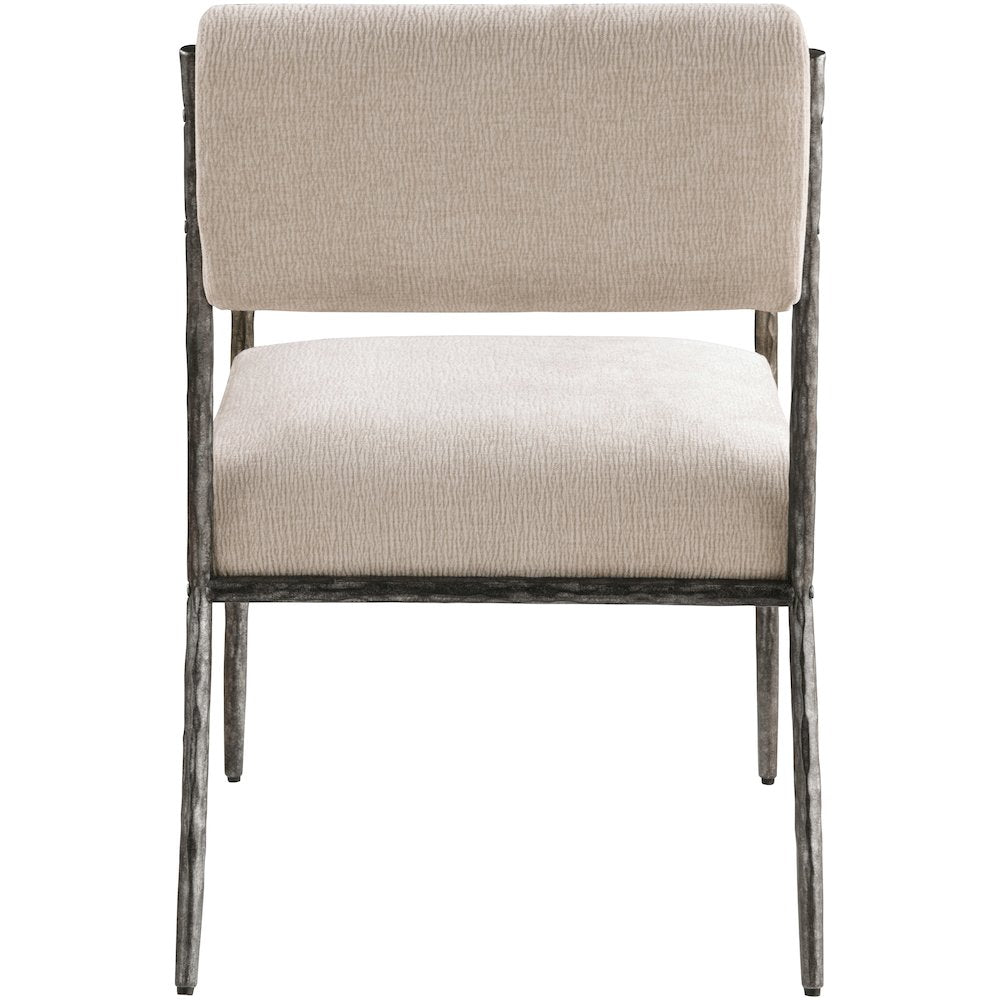 Bastille Beige Chenille Fabric Upholstered Dining Arm Chair, Set of 2