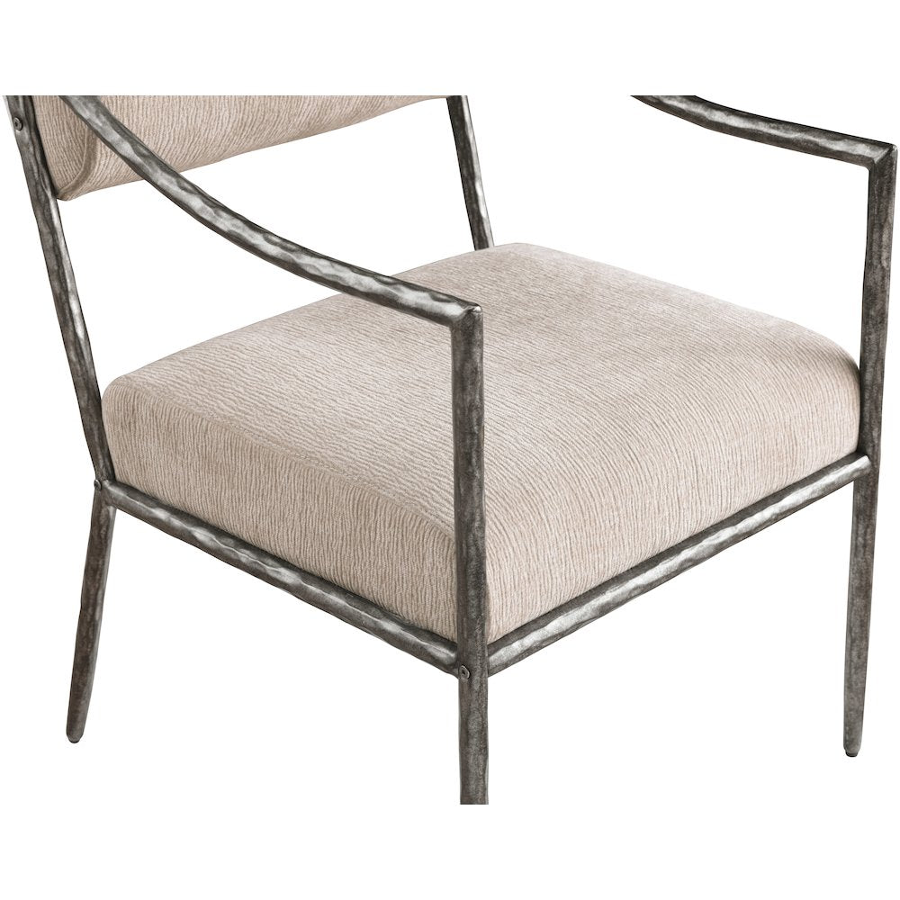 Bastille Beige Chenille Fabric Upholstered Dining Arm Chair, Set of 2