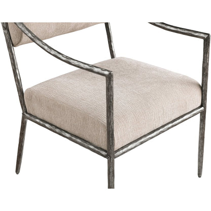 Bastille Beige Chenille Fabric Upholstered Dining Arm Chair, Set of 2