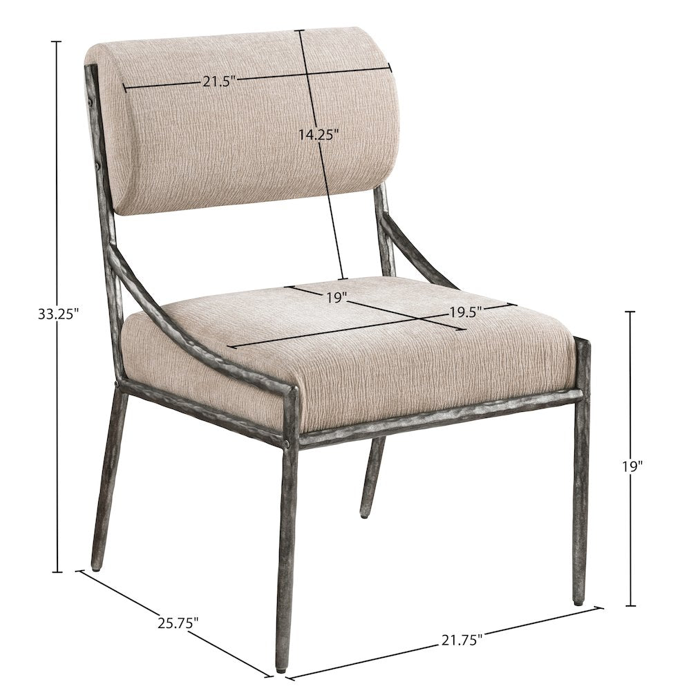 Bastille Beige Chenille Fabric Upholstered Dining Side Chair, Set of 2