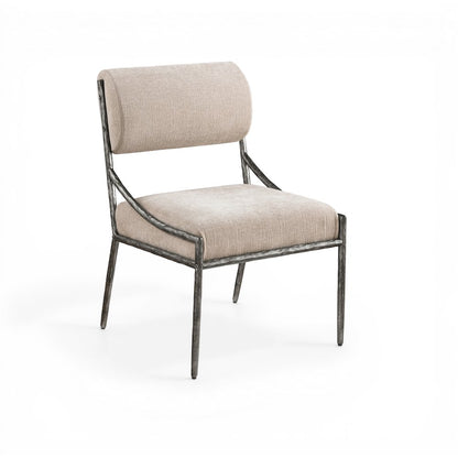 Bastille Beige Chenille Fabric Upholstered Dining Side Chair, Set of 2