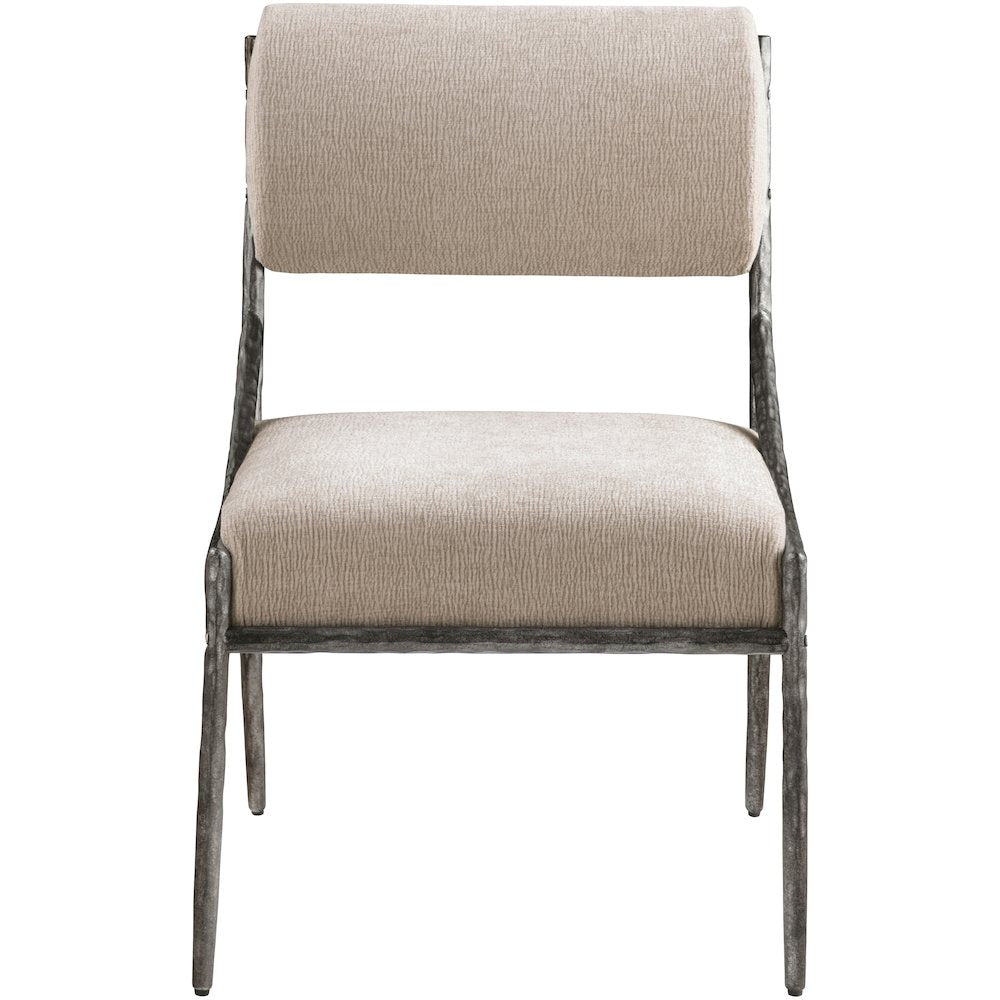 Bastille Beige Chenille Fabric Upholstered Dining Side Chair, Set of 2