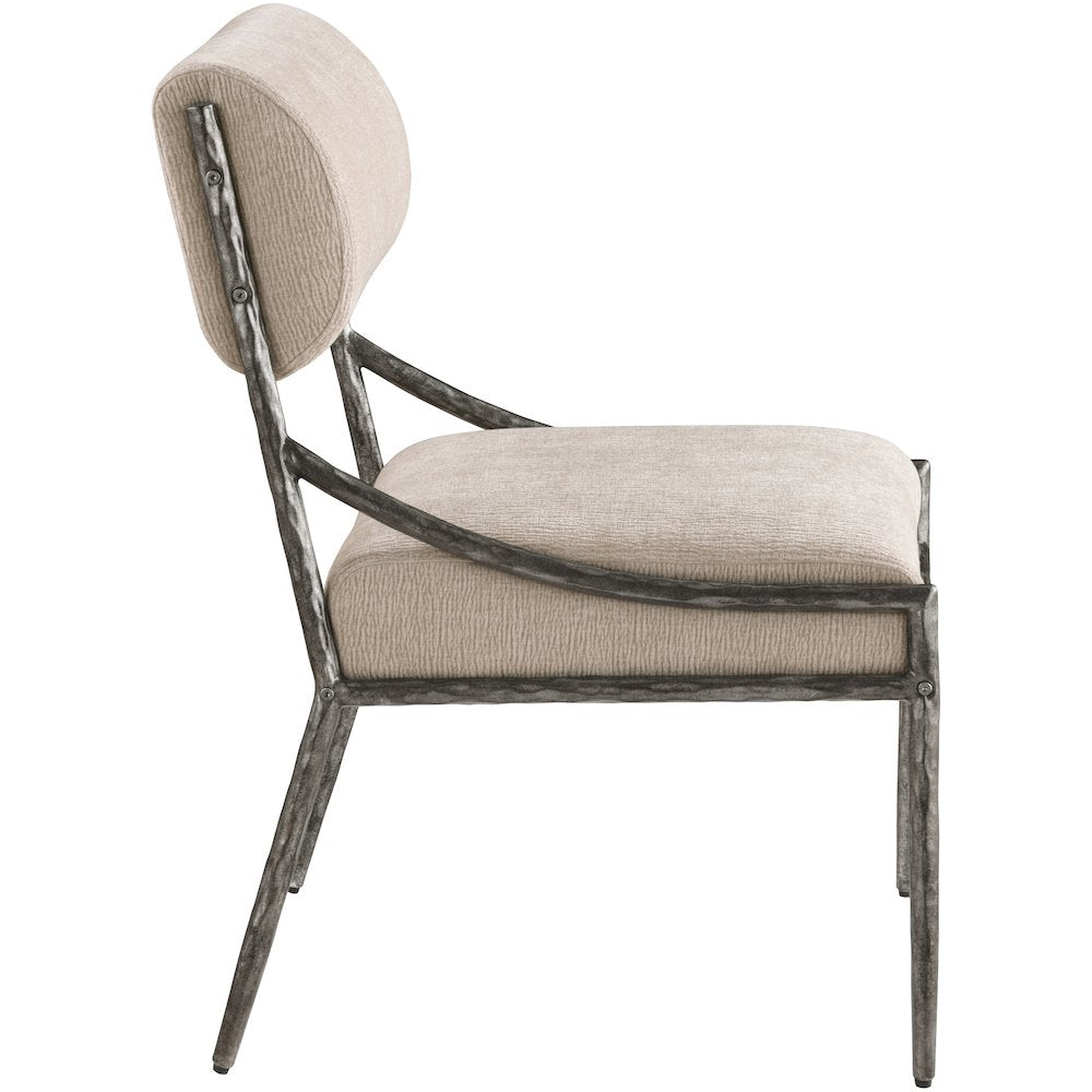 Bastille Beige Chenille Fabric Upholstered Dining Side Chair, Set of 2