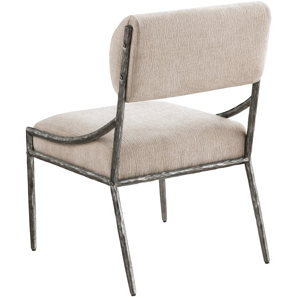 Bastille Beige Chenille Fabric Upholstered Dining Side Chair, Set of 2