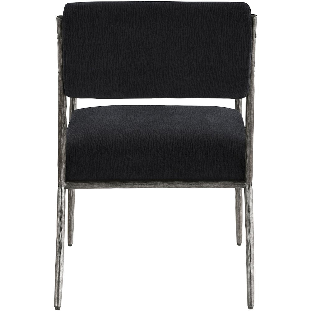 Bastille Black Chenille Fabric Upholstered Dining Arm Chair, Set of 2