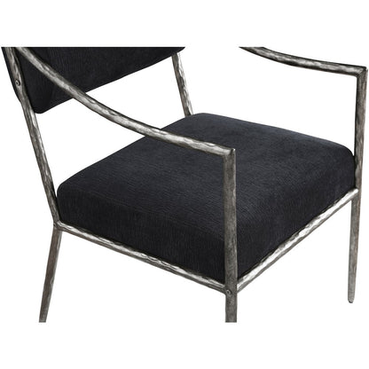 Bastille Black Chenille Fabric Upholstered Dining Arm Chair, Set of 2