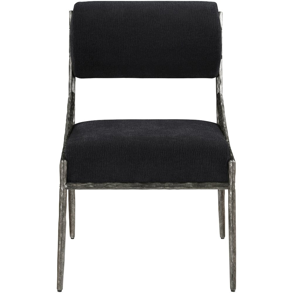 Bastille Black Chenille Fabric Upholstered Dining Side Chair, Set of 2
