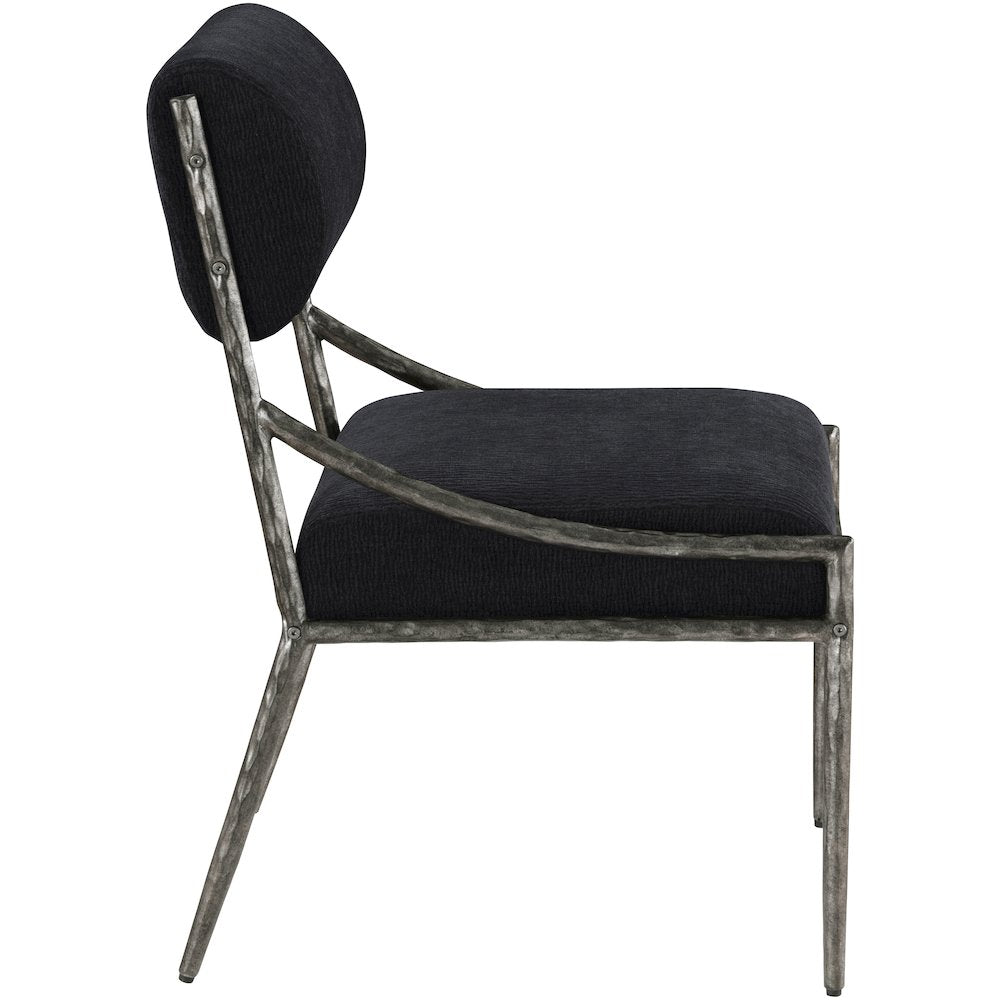 Bastille Black Chenille Fabric Upholstered Dining Side Chair, Set of 2