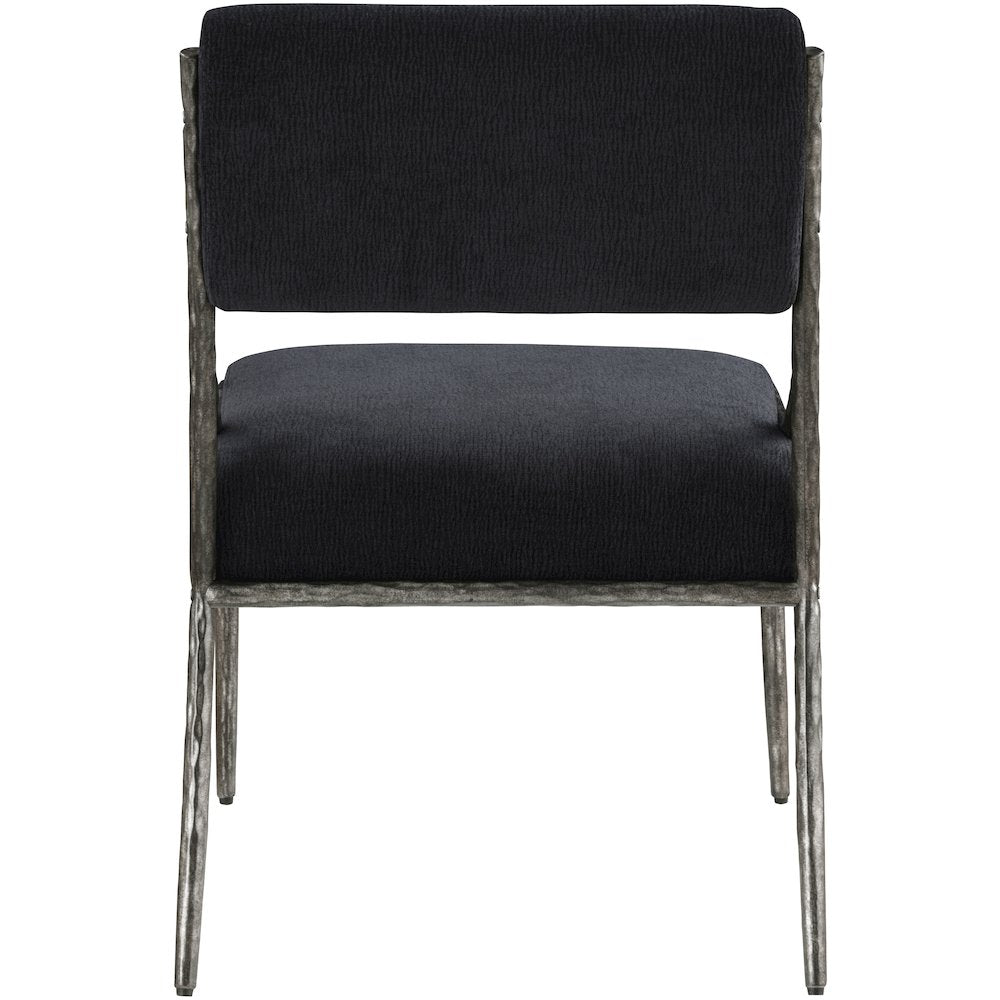 Bastille Black Chenille Fabric Upholstered Dining Side Chair, Set of 2