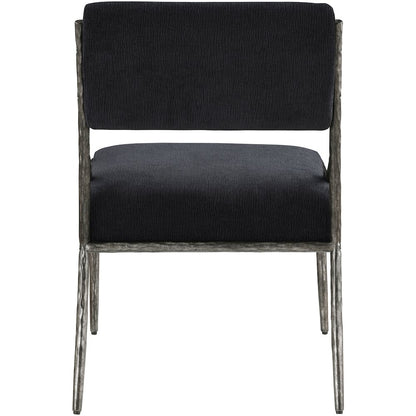 Bastille Black Chenille Fabric Upholstered Dining Side Chair, Set of 2