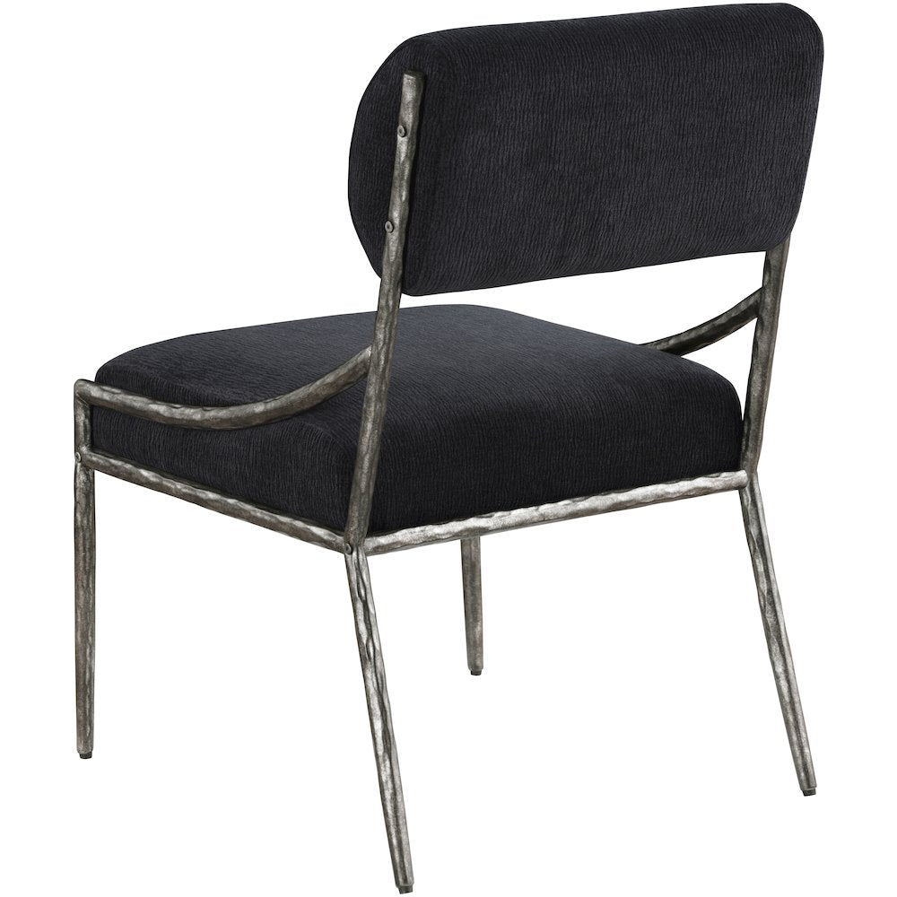 Bastille Black Chenille Fabric Upholstered Dining Side Chair, Set of 2