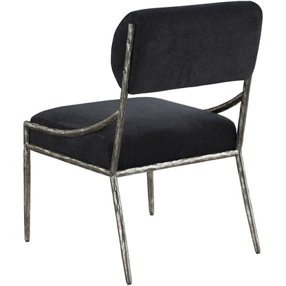 Bastille Black Chenille Fabric Upholstered Dining Side Chair, Set of 2