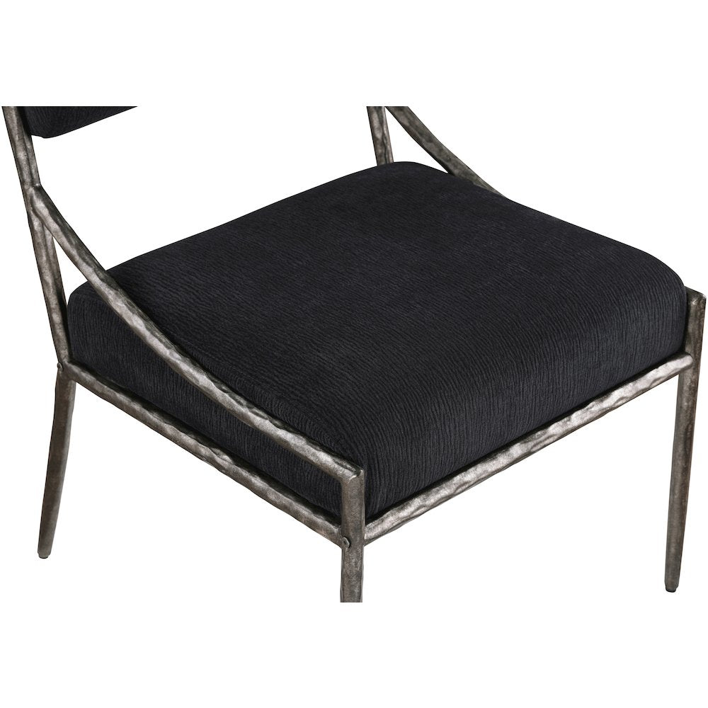 Bastille Black Chenille Fabric Upholstered Dining Side Chair, Set of 2