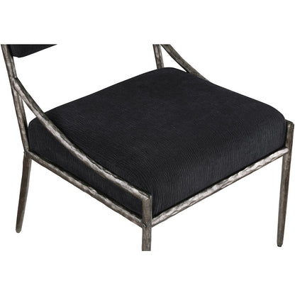 Bastille Black Chenille Fabric Upholstered Dining Side Chair, Set of 2