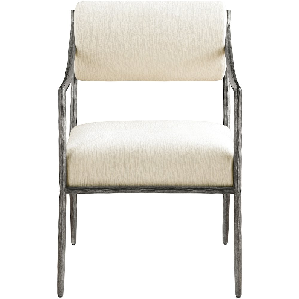 Bastille Cream Chenille Fabric Upholstered Dining Arm Chair, Set of 2