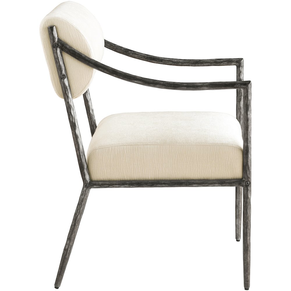 Bastille Cream Chenille Fabric Upholstered Dining Arm Chair, Set of 2
