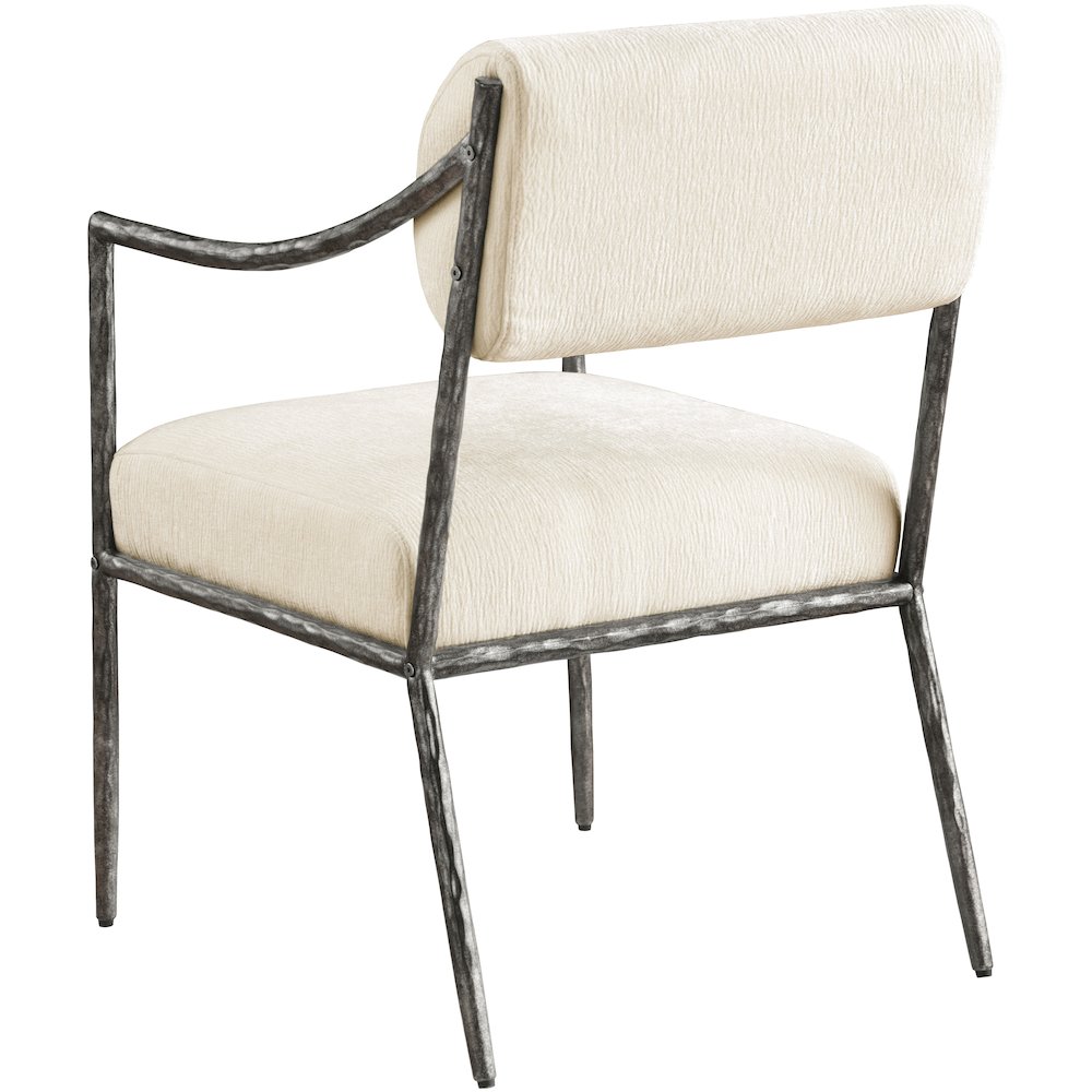 Bastille Cream Chenille Fabric Upholstered Dining Arm Chair, Set of 2