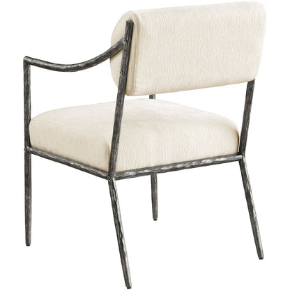 Bastille Cream Chenille Fabric Upholstered Dining Arm Chair, Set of 2