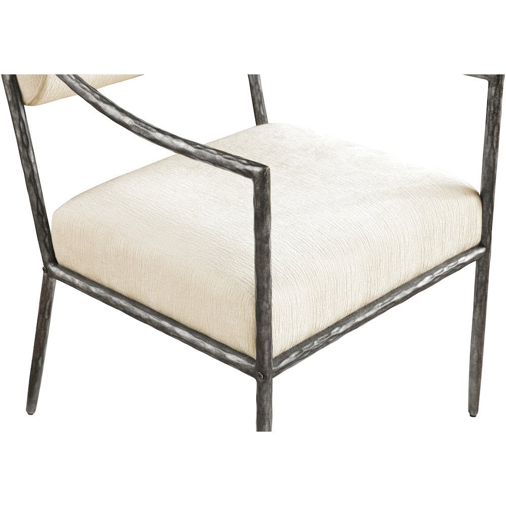 Bastille Cream Chenille Fabric Upholstered Dining Arm Chair, Set of 2