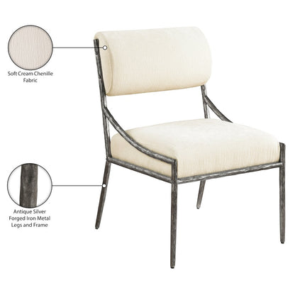 Bastille Cream Chenille Fabric Upholstered Dining Side Chair, Set of 2