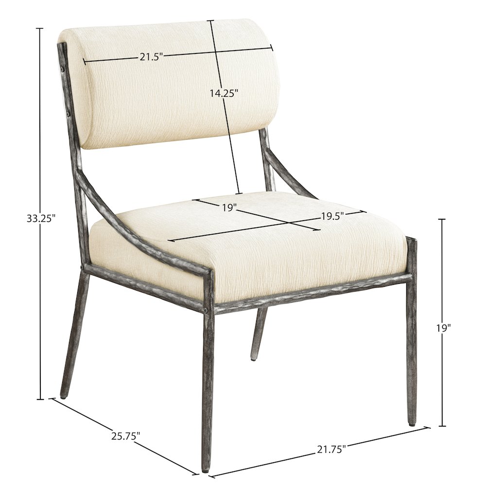 Bastille Cream Chenille Fabric Upholstered Dining Side Chair, Set of 2