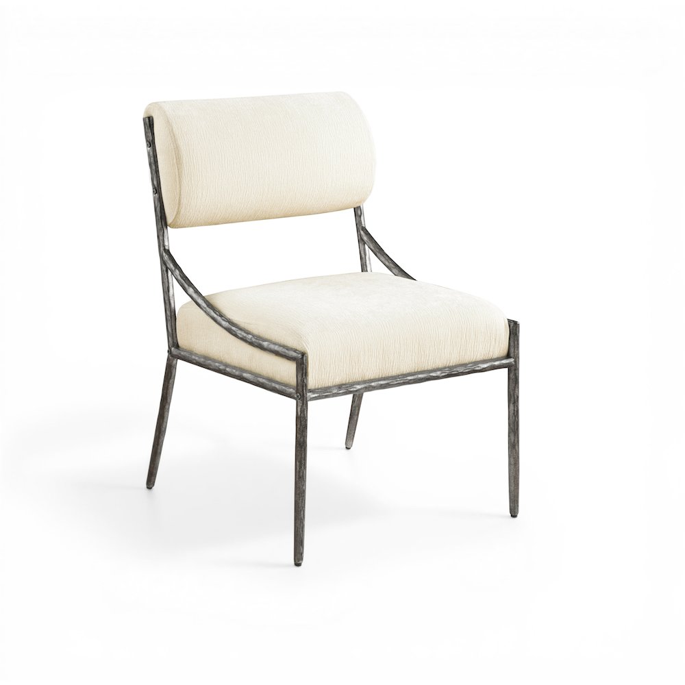 Bastille Cream Chenille Fabric Upholstered Dining Side Chair, Set of 2