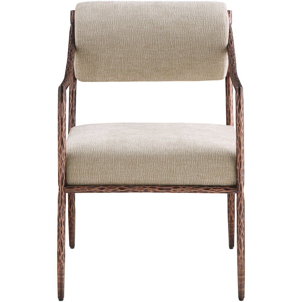 Bastille Beige Chenille Fabric Upholstered Dining Arm Chair, Set of 2