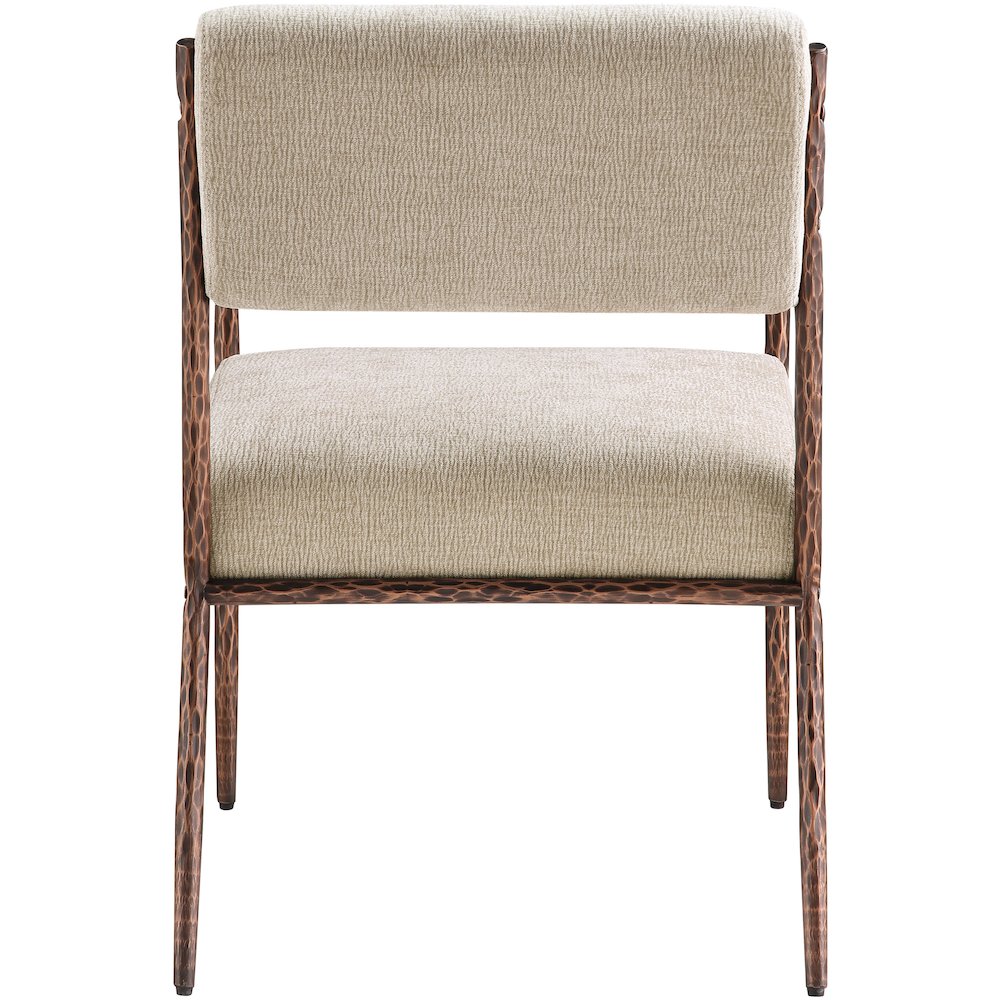 Bastille Beige Chenille Fabric Upholstered Dining Arm Chair, Set of 2