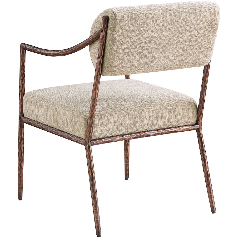 Bastille Beige Chenille Fabric Upholstered Dining Arm Chair, Set of 2