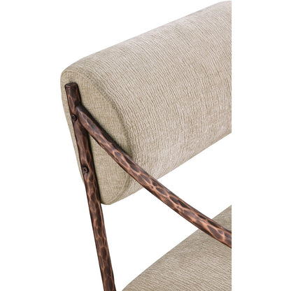 Bastille Beige Chenille Fabric Upholstered Dining Arm Chair, Set of 2