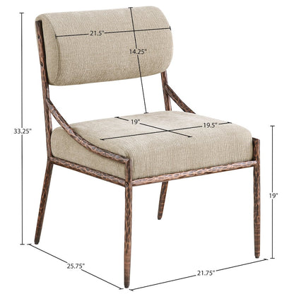 Bastille Beige Chenille Fabric Upholstered Dining Side Chair, Set of 2