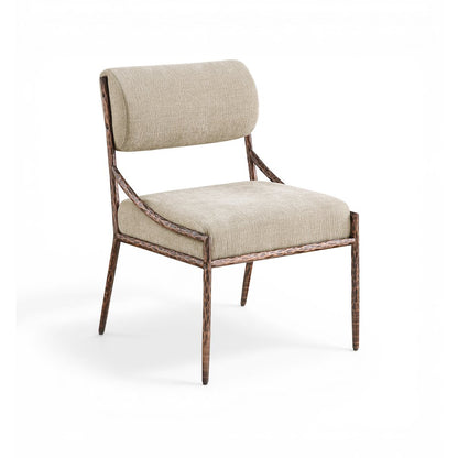 Bastille Beige Chenille Fabric Upholstered Dining Side Chair, Set of 2