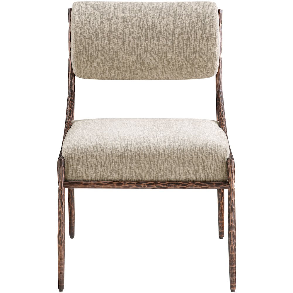 Bastille Beige Chenille Fabric Upholstered Dining Side Chair, Set of 2