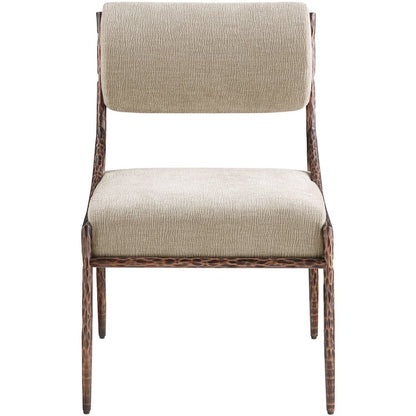Bastille Beige Chenille Fabric Upholstered Dining Side Chair, Set of 2
