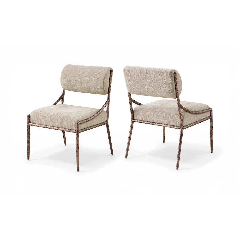 Bastille Beige Chenille Fabric Upholstered Dining Side Chair, Set of 2