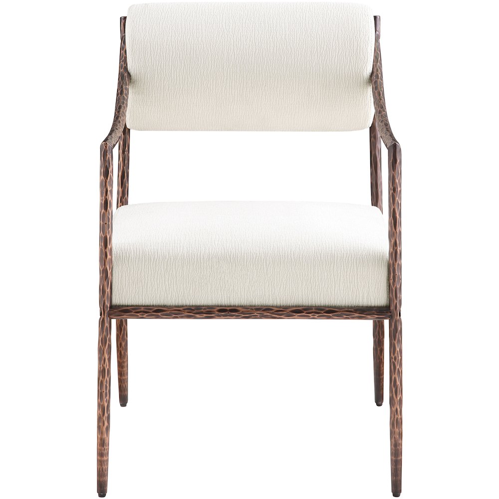 Bastille Cream Chenille Fabric Upholstered Dining Arm Chair, Set of 2