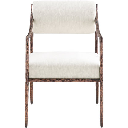 Bastille Cream Chenille Fabric Upholstered Dining Arm Chair, Set of 2
