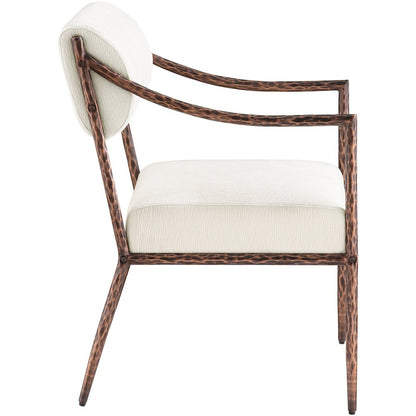 Bastille Cream Chenille Fabric Upholstered Dining Arm Chair, Set of 2