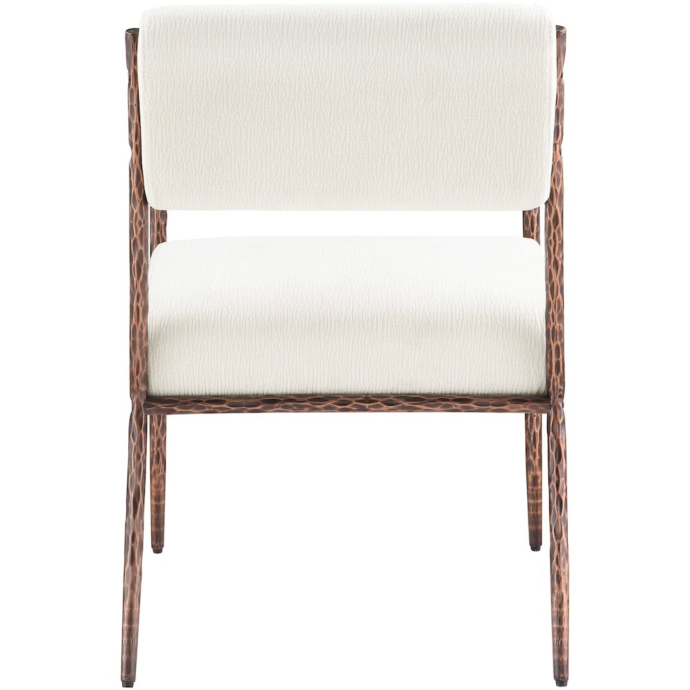 Bastille Cream Chenille Fabric Upholstered Dining Arm Chair, Set of 2