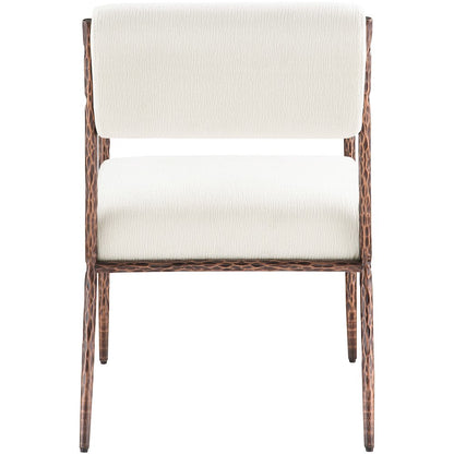 Bastille Cream Chenille Fabric Upholstered Dining Arm Chair, Set of 2