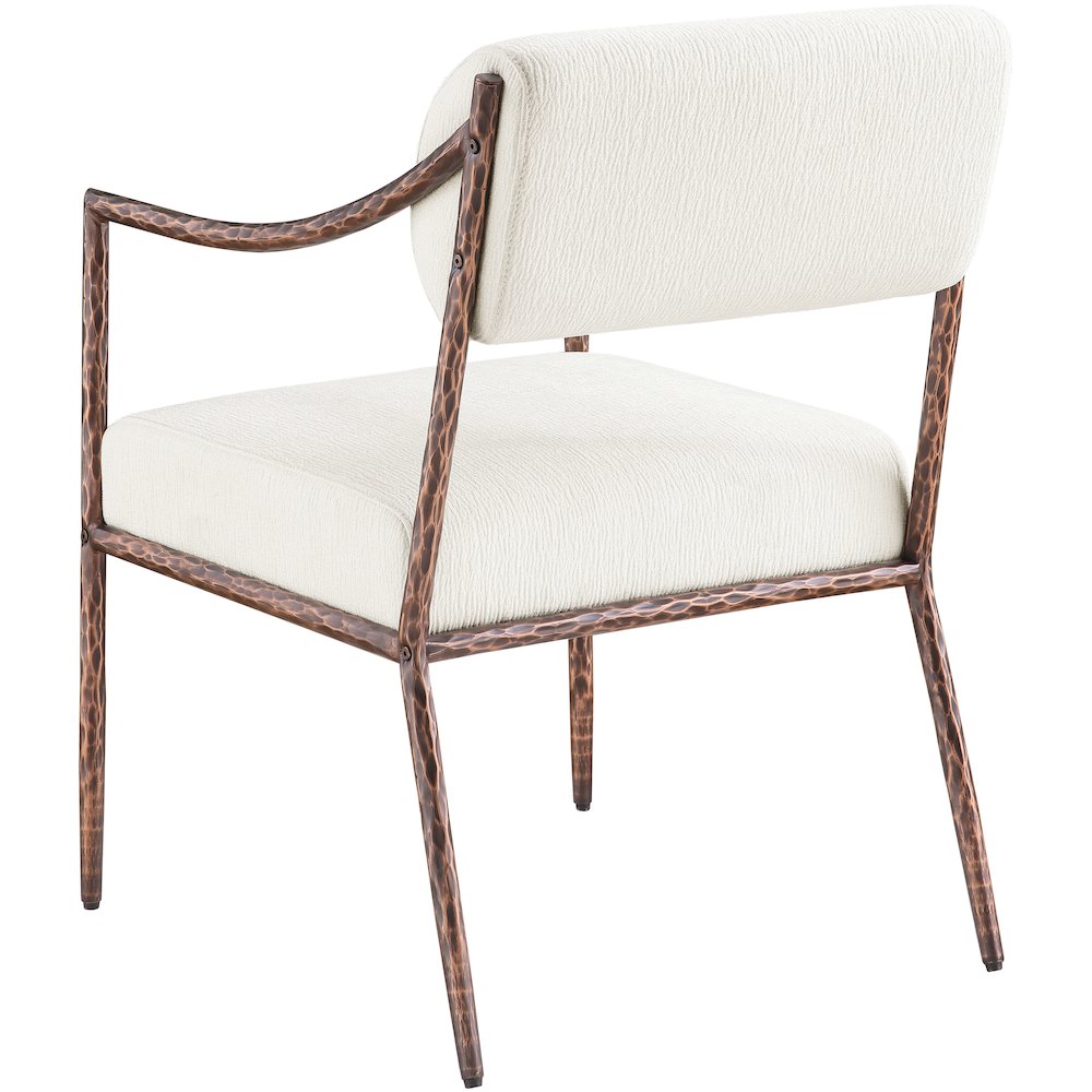 Bastille Cream Chenille Fabric Upholstered Dining Arm Chair, Set of 2