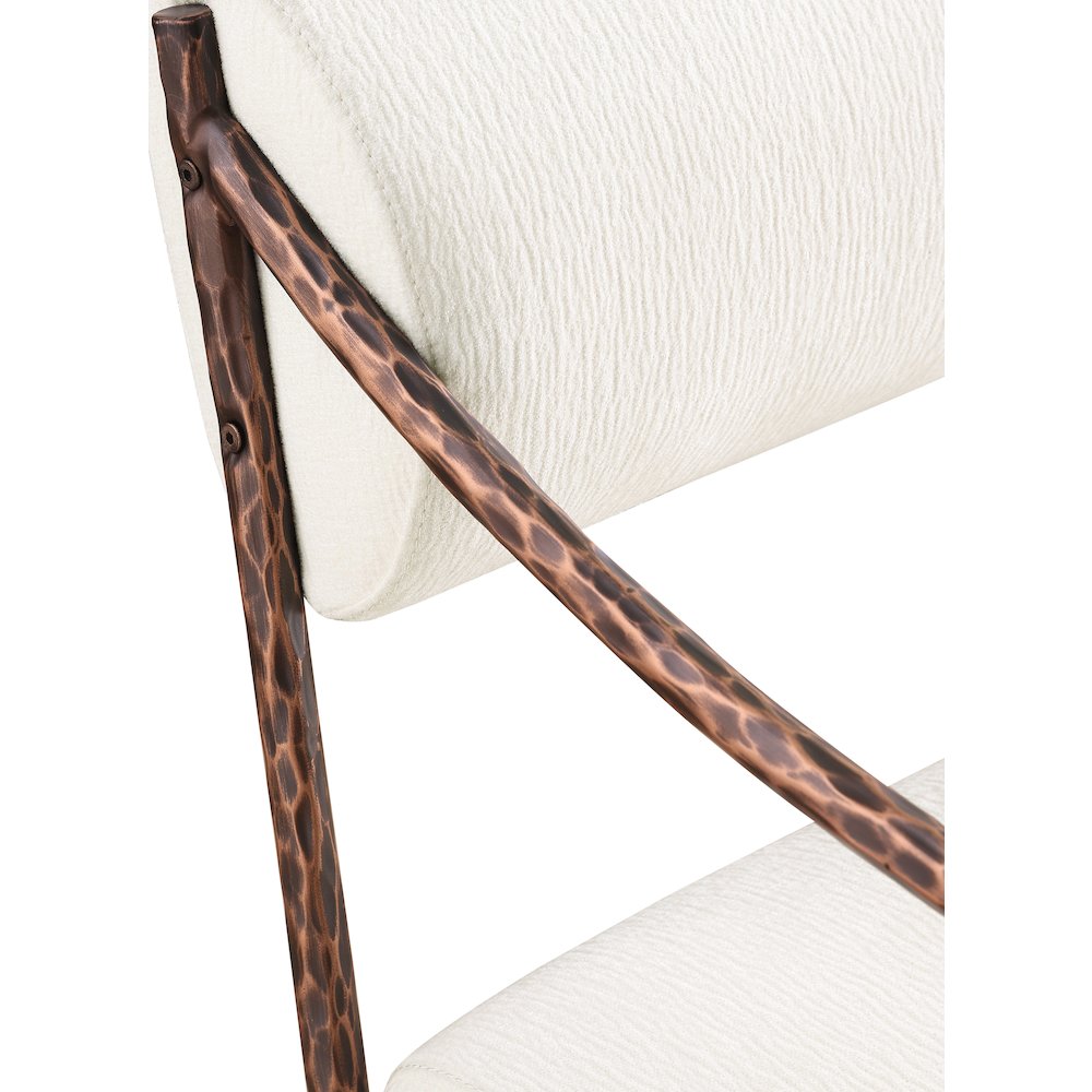 Bastille Cream Chenille Fabric Upholstered Dining Arm Chair, Set of 2