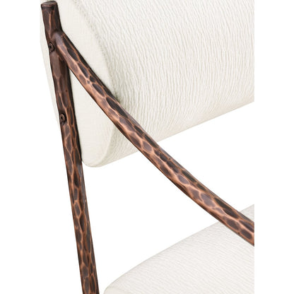 Bastille Cream Chenille Fabric Upholstered Dining Arm Chair, Set of 2