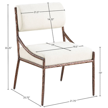 Bastille Cream Chenille Fabric Upholstered Dining Side Chair, Set of 2